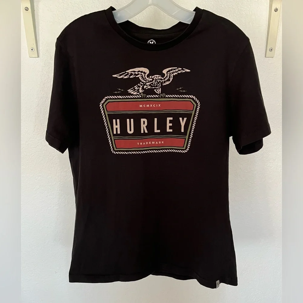 NWOT Black Hurley Eagle Graphic Tee - Picture 1 of 6
